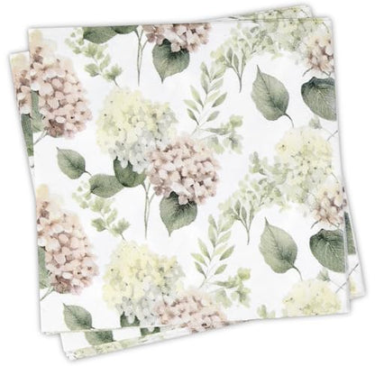 100 Pcs Hydrangea Scatter Floral Cocktail Beverage Napkins Hydrangeas Flowers Disposable Paper Dessert Napkin for Spring Summer Birthday Party Supplies (100 Count)