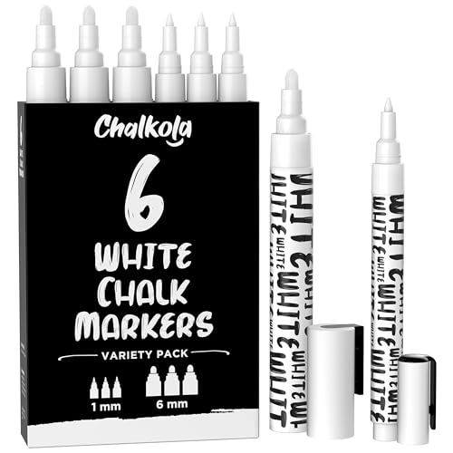 6 White Chalk Markers for Blackboard