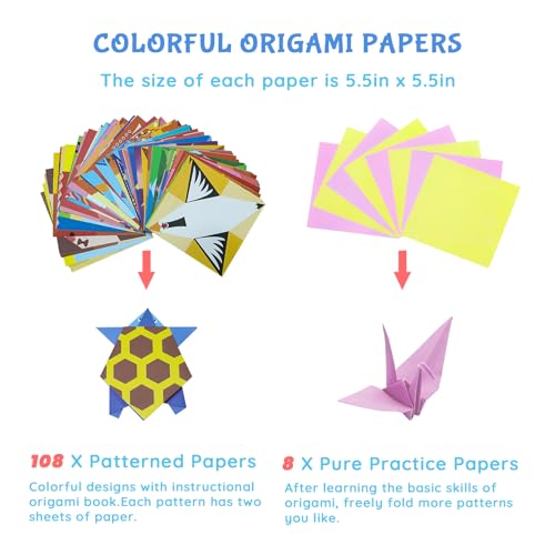 Origami Kit for Kids Ages 5 (116 Sheets)