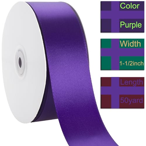 1-1/2 Inch Purple Ribbon 50Yards – Perfect for Gift Wrapping