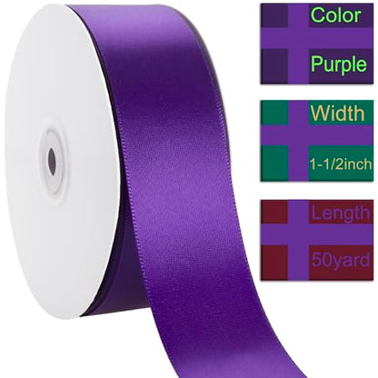 1-1/2 Inch Purple Ribbon 50Yards – Perfect for Gift Wrapping