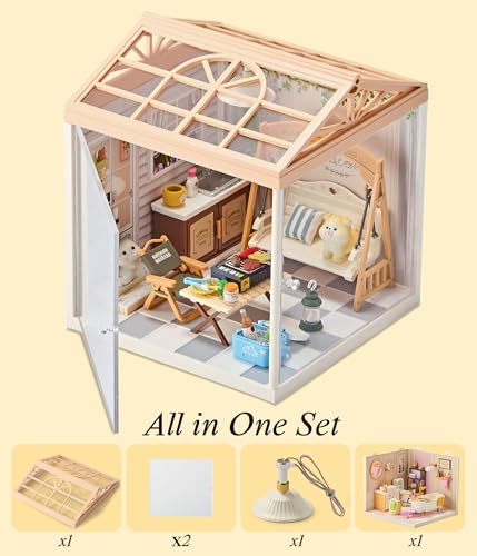 Summer Courtyard DIY Miniature House Kit with Roof & LED Light