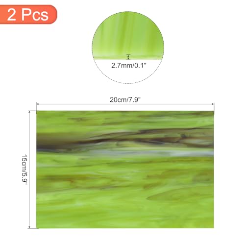 2 Pcs Stained Glass Sheet Mosaic Tile 7.9 Inch x 5.9 Inch Army Green Stained Glass Sheets for Crafts DIY Art Project