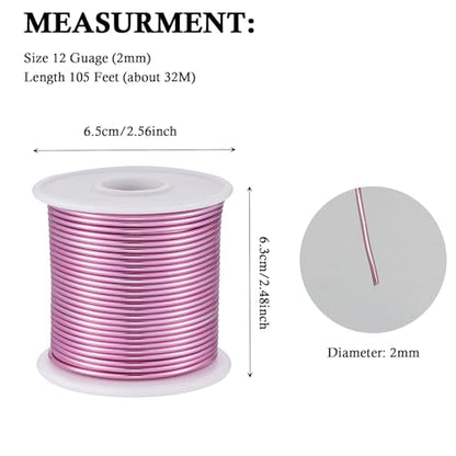 12 Gauge Pink Aluminum Craft Wire (103.68 Foot)
