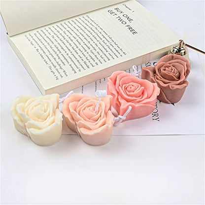 Love Rose Candle Silicone Mold Heart Flower Soap Mold Fondant Chocolate Candy Cake Mold Resin Polymer Clay Mould Valentine's Gift