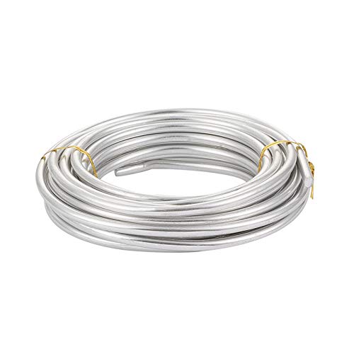 22.96 ft 3 Gauge Aluminum Bonsai Wire Silver 6mm Thick Bendable Metal Craft Wire for Christmas Tree Decor Garden Landscape Craft Making Supplies (22.96 Foot)