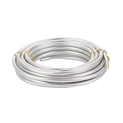 22.96 ft 3 Gauge Aluminum Bonsai Wire Silver 6mm Thick Bendable Metal Craft Wire for Christmas Tree Decor Garden Landscape Craft Making Supplies (22.96 Foot)