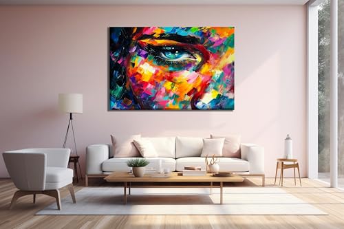 Women Eye Glass Wall Art Oil Painting for Living Room