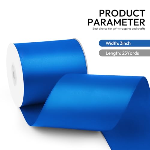 3 Inch 25 Yard Wide Satin Ribbon Royal Blue