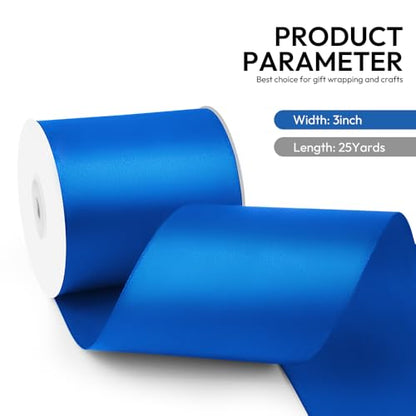 3 Inch 25 Yard Wide Satin Ribbon Royal Blue