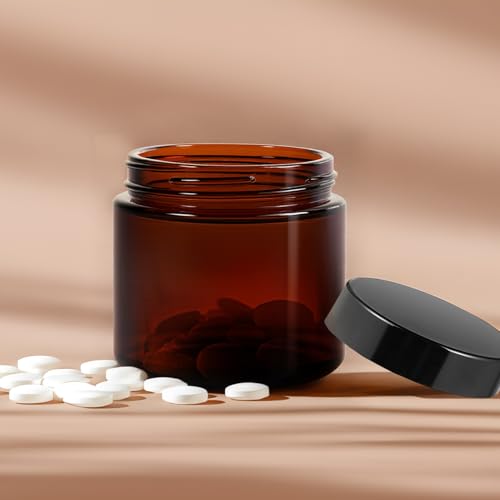 2 oz Glass Jars with Lids Hoa Kinh 40 Pack Empty Amber Small Glass Jars (40 Count)