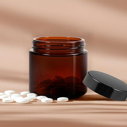 2 oz Glass Jars with Lids Hoa Kinh 40 Pack Empty Amber Small Glass Jars (40 Count)