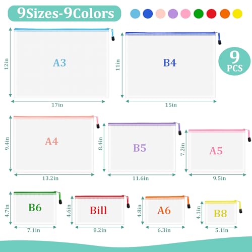 9pcs Mesh Zipper Pouch Bags (9 Count)