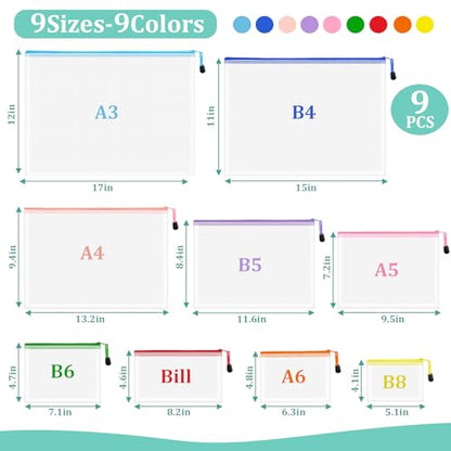 9pcs Mesh Zipper Pouch Bags (9 Count)