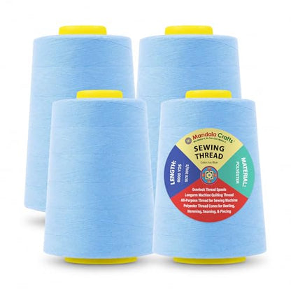 20S 2 Ice Blue Polyester 4 Pack of Serger Threads Cones