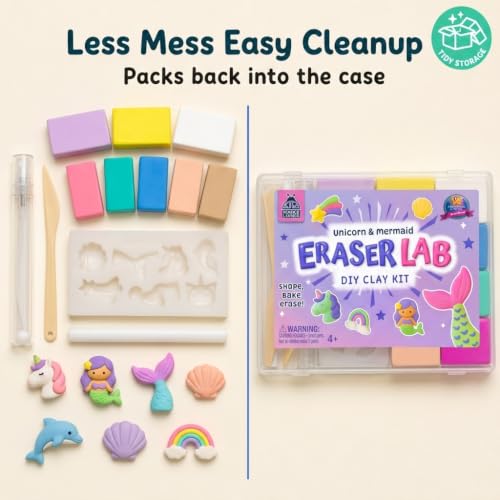 Eraser Lab Mermaid & Unicorn Eraser Making Kit for Kids 4