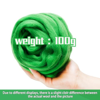 3.53oz Needle Felting Wool Roving for Needle Felting Green Felting Wool (3.5 Ounce)