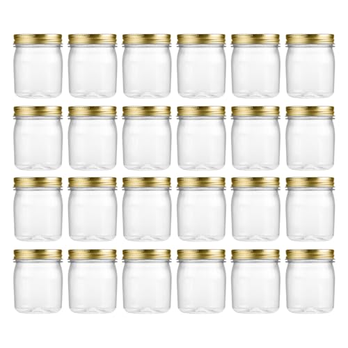 8 oz Plastic Mason Jars and Clear Plastic Jars with Lids 8 oz (24 Count)