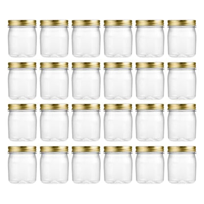 8 oz Plastic Mason Jars and Clear Plastic Jars with Lids 8 oz (24 Count)