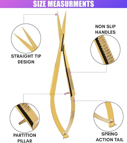 Cross Edge 5 Inch Straight Tip Spring Scissors
