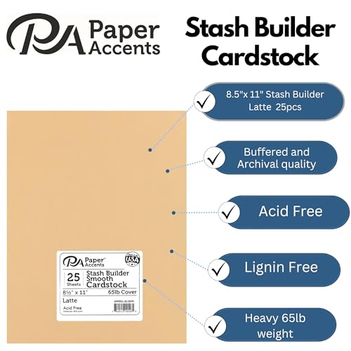 PA Paper Accents Stash Builder Cardstock 8.5" x 11" Latte