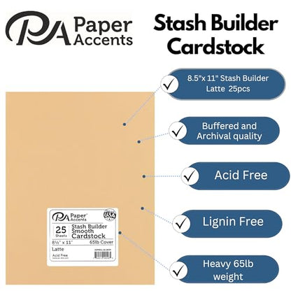 PA Paper Accents Stash Builder Cardstock 8.5" x 11" Latte