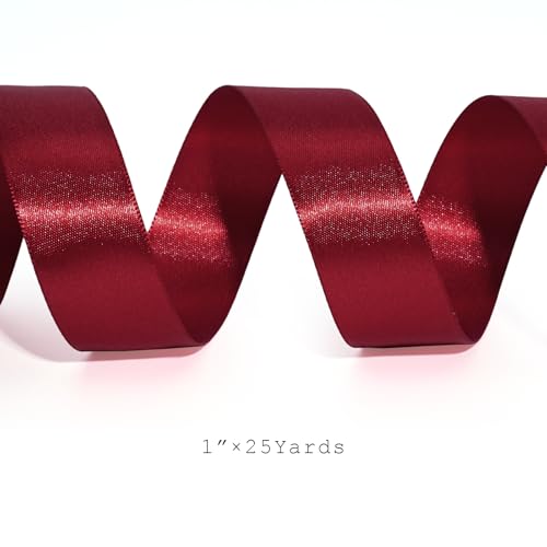 Burgundy Satin Ribbon 1 Inch 25 Yards