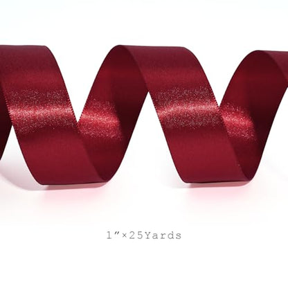 Burgundy Satin Ribbon 1 Inch 25 Yards