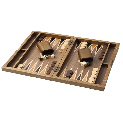 GSE Premium Wooden Magnetic Inlay Backgammon Board Set