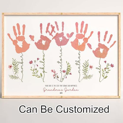 Mother's Day Handprint Art Personalized Grandma's Garden Crafts For Grandma From Kids