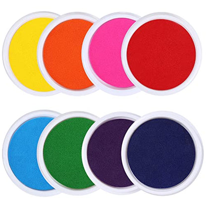 8 Colors Rainbow Washable Large Ink Pads for Rubber Stamps Kids