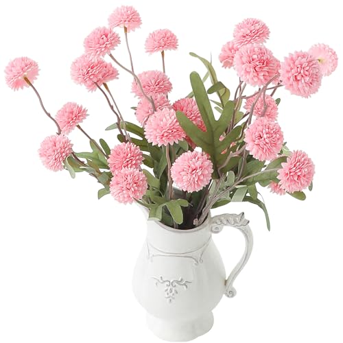6pcs Pink Faux Silk Mums Artificial Flowers (6 Count)