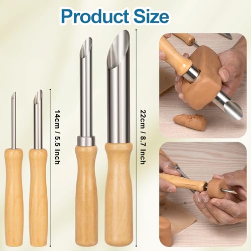 4 Pcs Clay Hole Cutters Sculpting Tools Set for Pottery