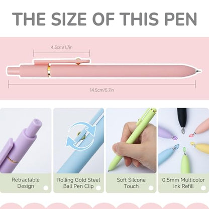 6 Pcs Color Pens for Journaling 0.5mm Fine Point Colored Gel Ink Pen (6 Count)