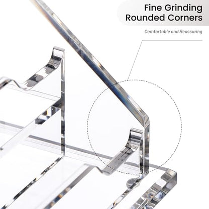 Acrylic Card Holder Clear Horizontal Business Card Organizer Stand for Desk 4 Slots 4 Tier Business Cards Stand for Women and Men