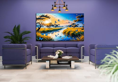 Fantastic Scenery Tempered Glass Wall Art Painting for Living Room