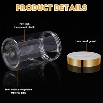 12 Pack 12 oz Plastic Container Jars with Lids Round Clear Travel Cosmetic Container Slime Jars for Toiletries (12 Count)