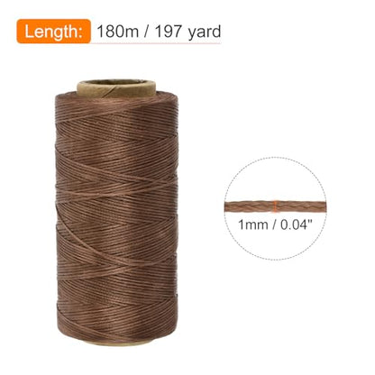 Waxed Thread 197 Yard 1mm 210D Flat Wax Thread Polyester Waxed String for Leather Sewing Hand Weaving Book Binding Home Decoration