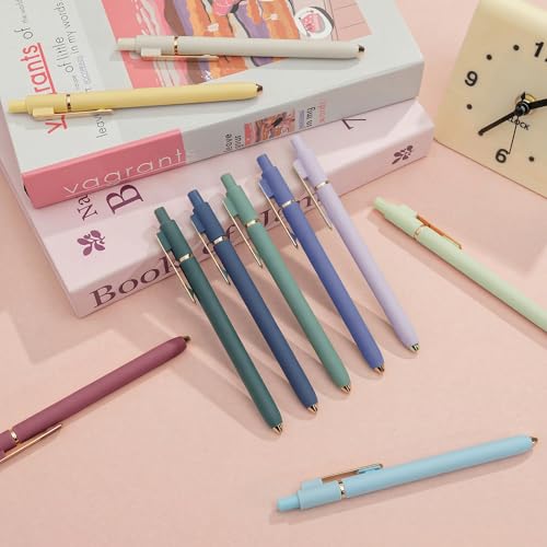 Gel Pens Black Ink Pens for Office 0.5mm Fine Point Pen Smooth Writing Retractable (10 Count)