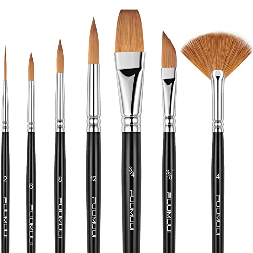 Sable Watercolor Brushes Professional Kolinsky Sable Brushes 7pcs (7 Count)
