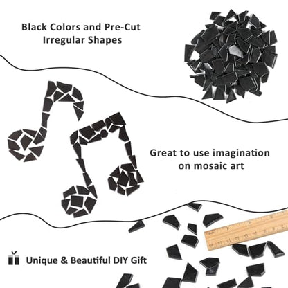 Black Glass Mosaic Tiles for Crafts Bulk (7.05 Ounce)