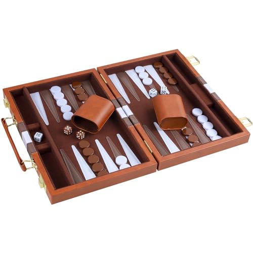 Backgammon Set 2 Players Classic Backgammon Sets for Adults Board Game with PU Leather Case Portable and Travel Backgammon Set
