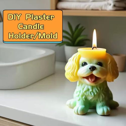 Animal Resin Molds Silicone 3D Cute Teddy Dog Epoxy Resin Plaster Candle Holder Wax Molds for Candle Making
