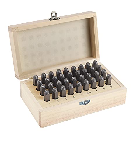 Letter and Number Stamp Set 36pcs 40Cr Alloy Steel Metal Stamp Number & Letter Punch Set in a Wooden case (36 Count)