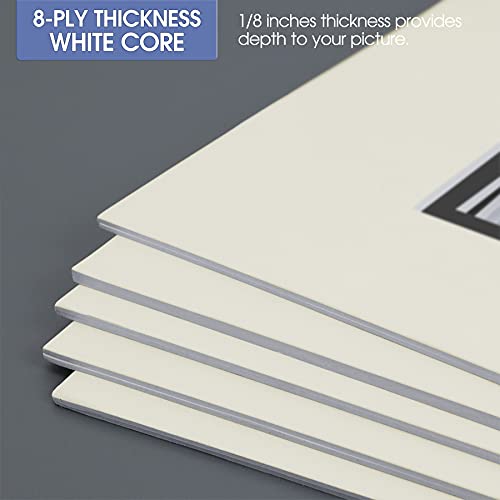 5 Pack Double mat 11x14 for 8x10 Photo Grey Over Black