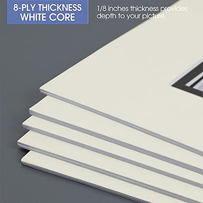 5 Pack Double mat 11x14 for 8x10 Photo Grey Over Black