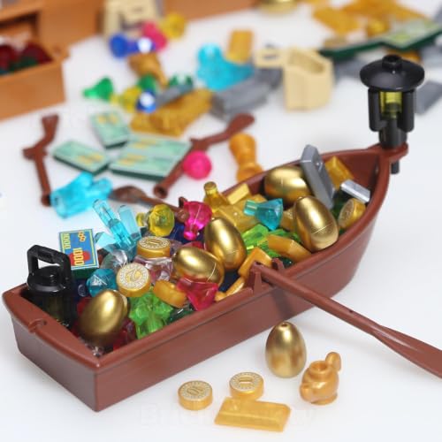 220 Pcs Pirate Treasure Money Parts Building Blocks Expedition Wooden Boats
