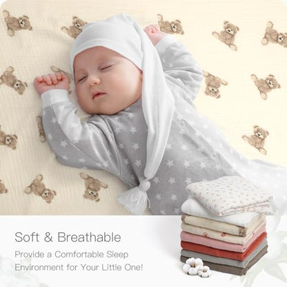 Organic Crib Sheets Fitted Crib Mattress Sheet 2 Pack 52x28 Inches 100% Muslin Cotton for Baby Girls & Boys (2 Count)