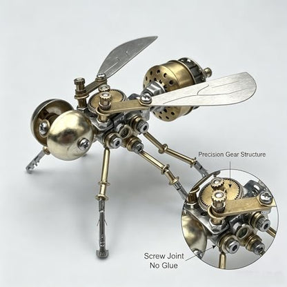 3D Metal Puzzle Mechanical Model Kit Steampunk Bee Insect 140+ Parts No Glue Build Premium Desktop Decor Christmas & Birthday Gift for Adults Hobbyists