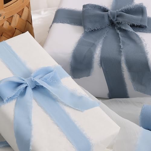 4 Rolls Pink & Blue Chiffon Ribbon 1 1